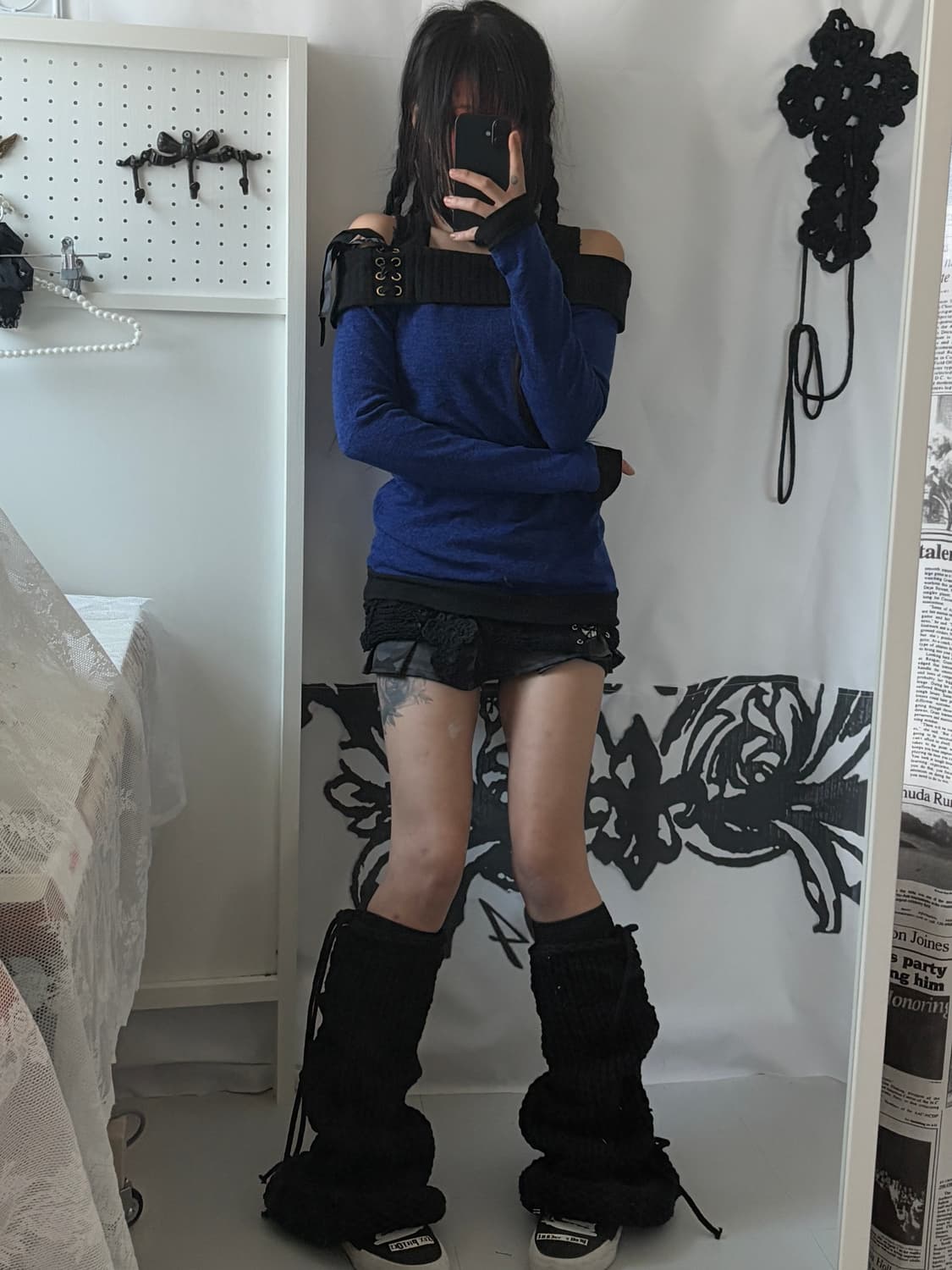 • Blue eyelet off-shoulder knitwear 상품이미지4
