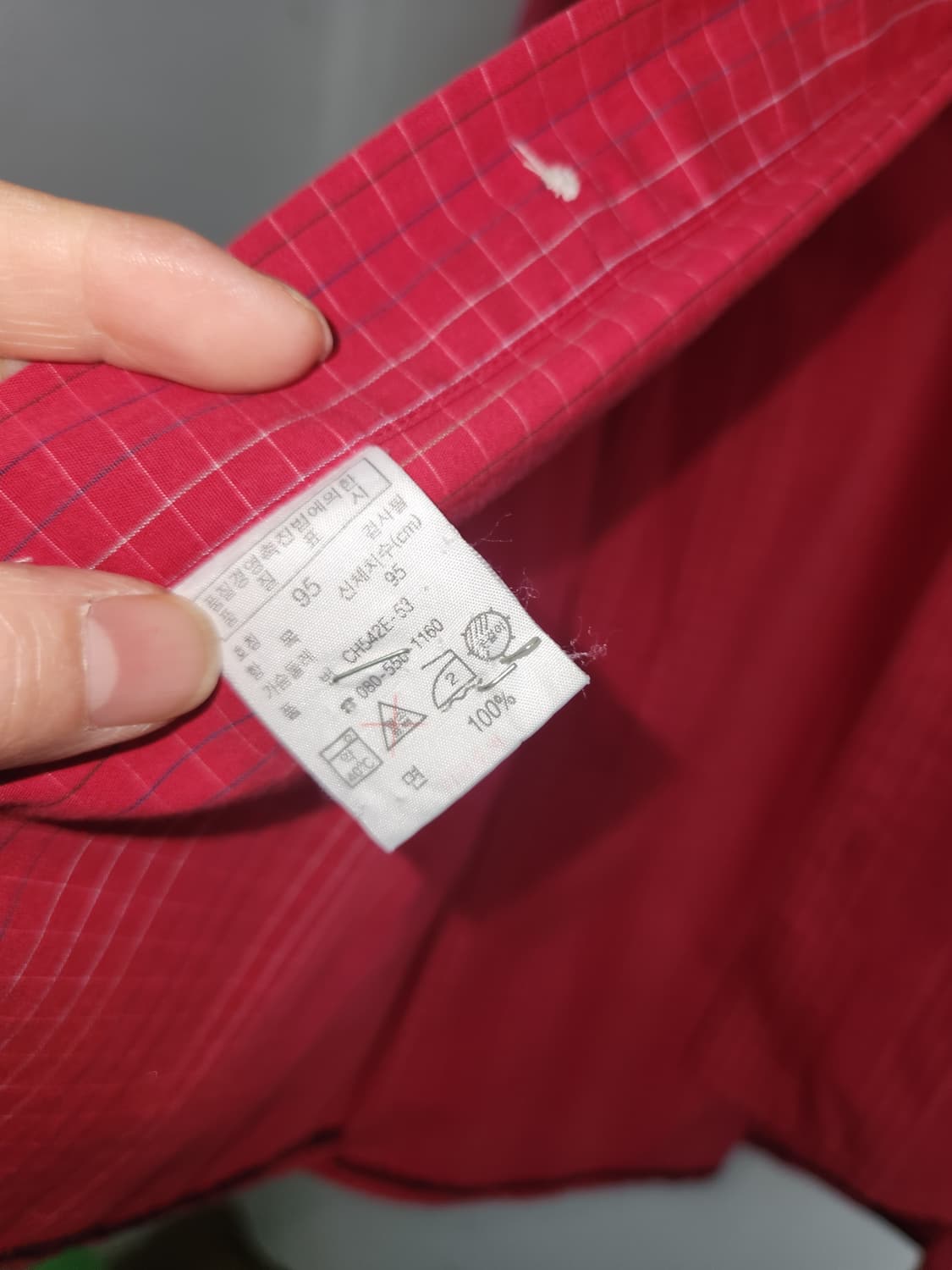 라코스테 레드 체크 긴팔 셔츠 95 상품이미지4