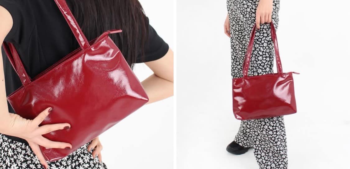 Glossy leather bag (red)/글로시 레드 가방 (빨간색) 상품이미지3