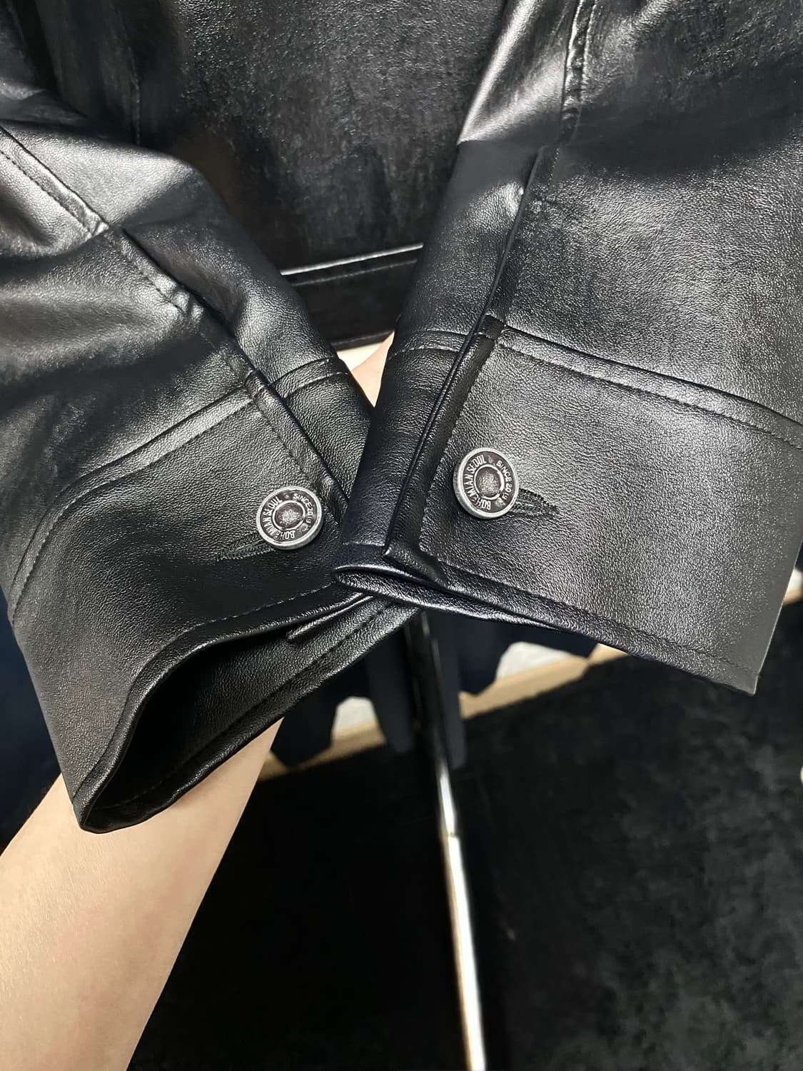 보헤미안서울 베이직 레더 자켓 블랙 상품이미지4