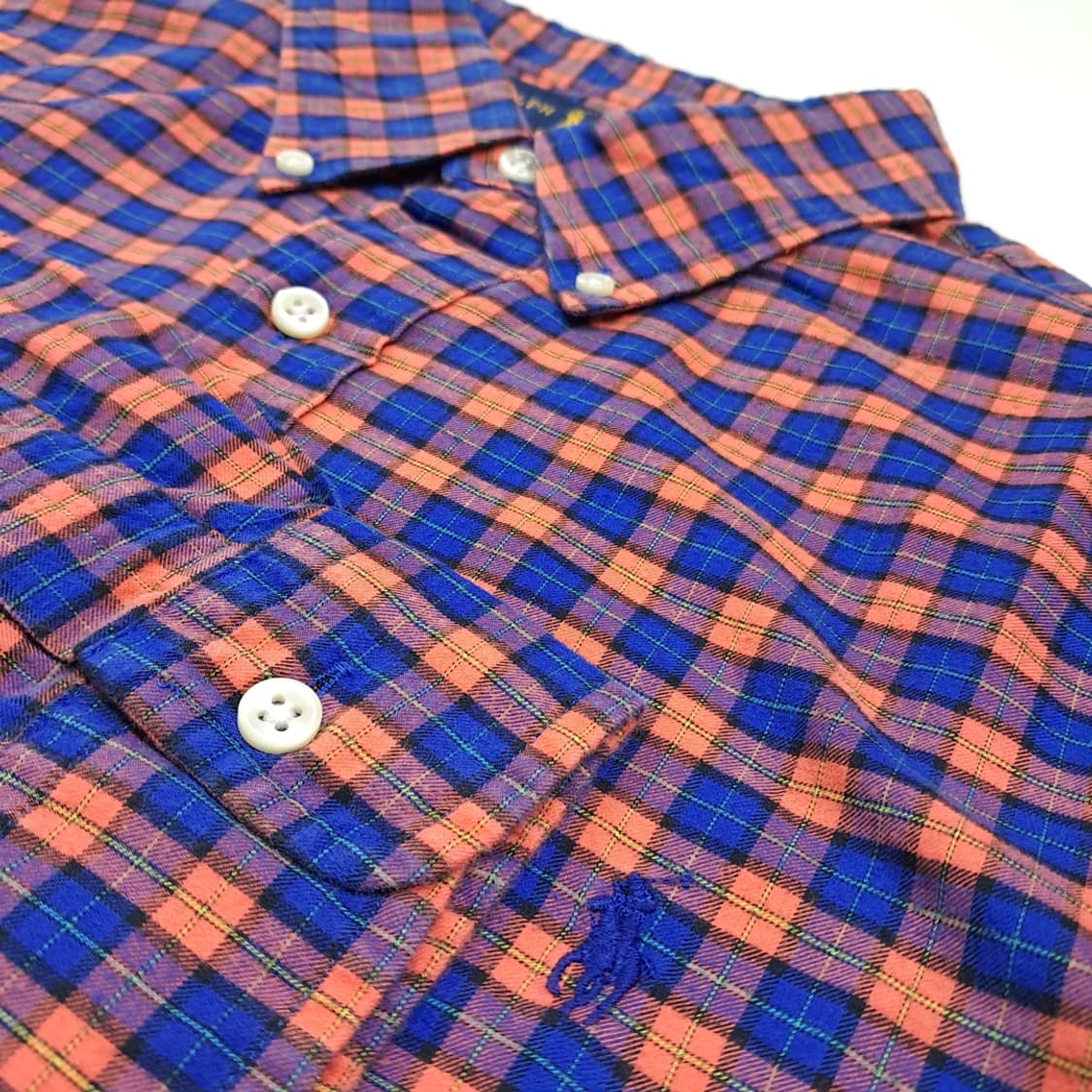 CK020 L 폴로 00s 오렌지네이비 모던 타탄체크 셔츠 남방 상품이미지4
