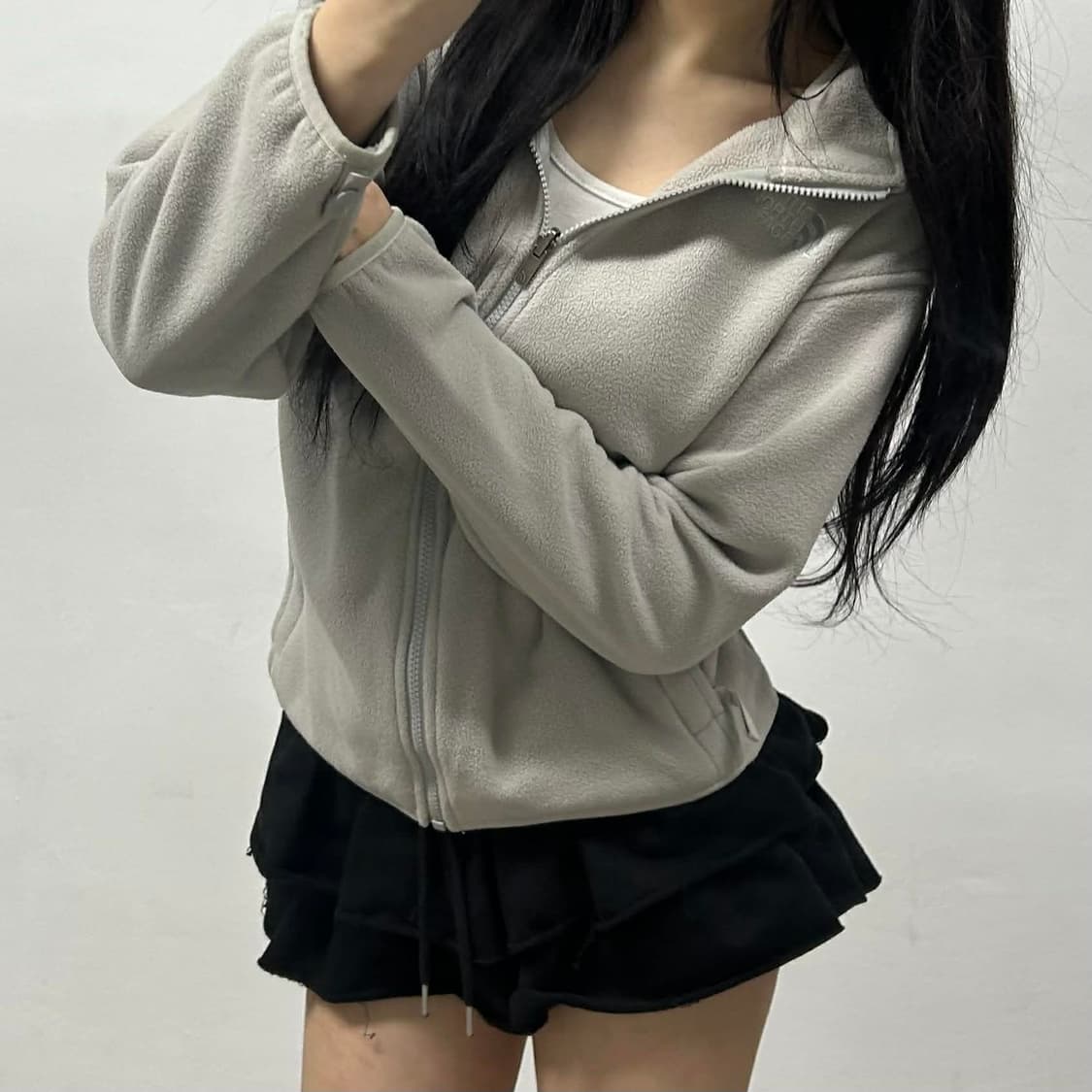 노스페이스 그레이 걸즈 플리스 자켓 희귀져지(L) 상품이미지2