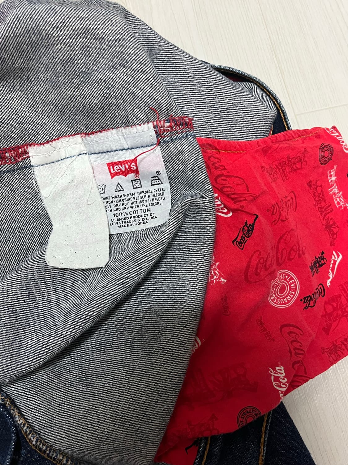 리바이스 501 코카콜라 콜라보 빈티지 데님 86x86 상품이미지5