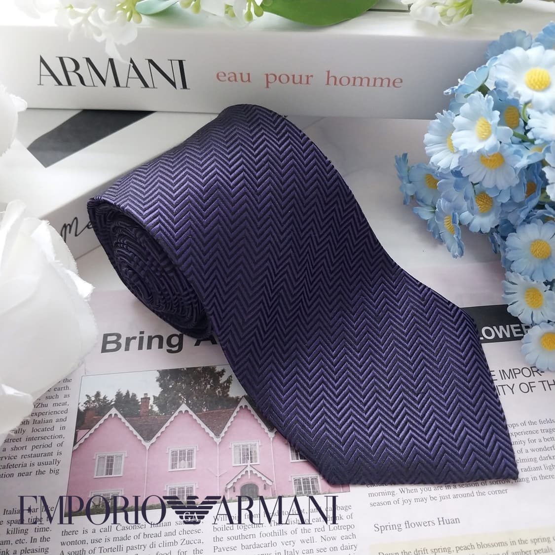 엠포리오 아르마니 실크 퍼플 헤링본 넥타이 9cm A+등급 K1755
 상품이미지2