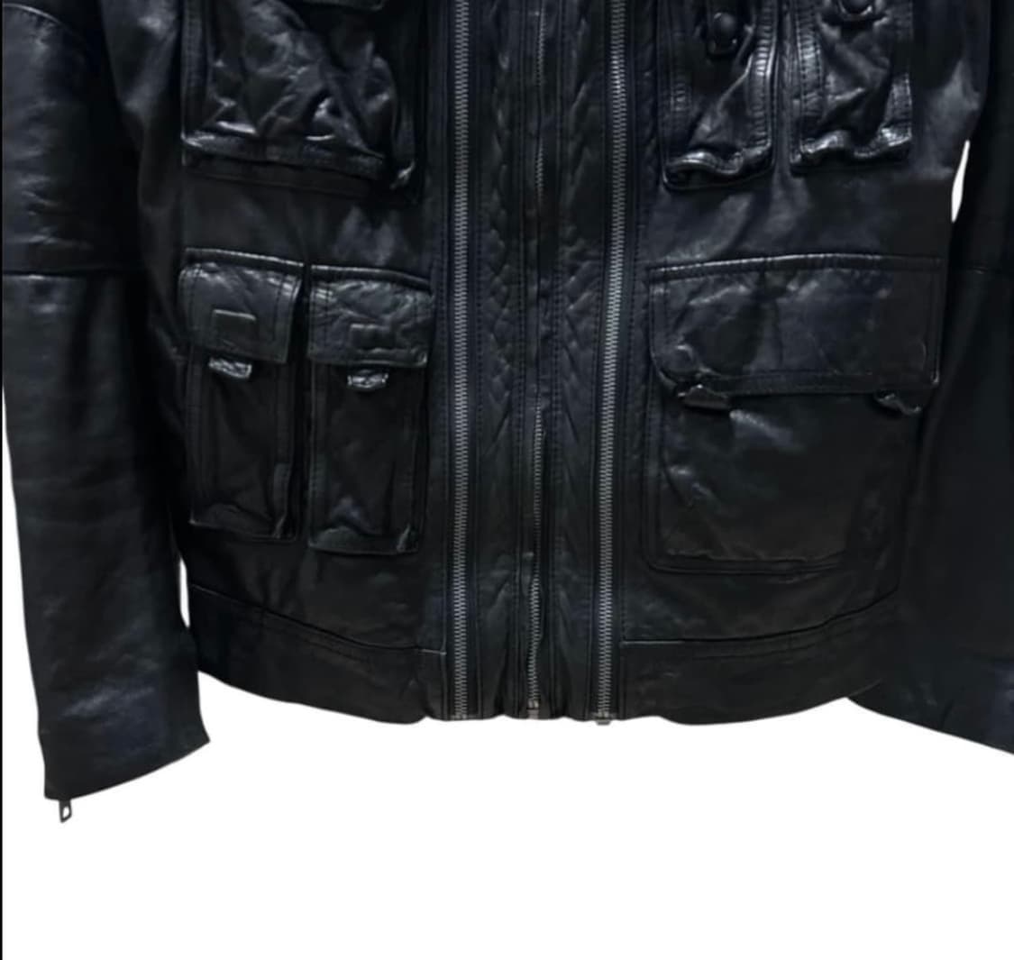 솔리드 옴므 멀티포켓 레더 자켓 블루종 상품이미지3