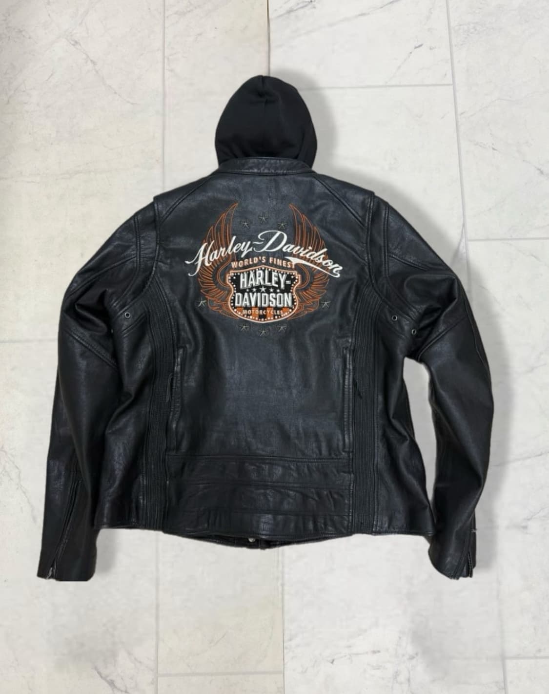 할리데이비슨 핸드커프스후드 후리스안감 고트스킨 바이커자켓 상품이미지3
