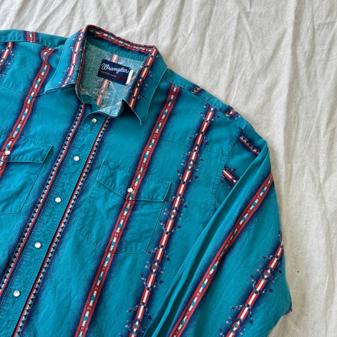 랭글러 90s 에스닉 치마요 청록 웨스턴 셔츠 105~ 상품이미지2