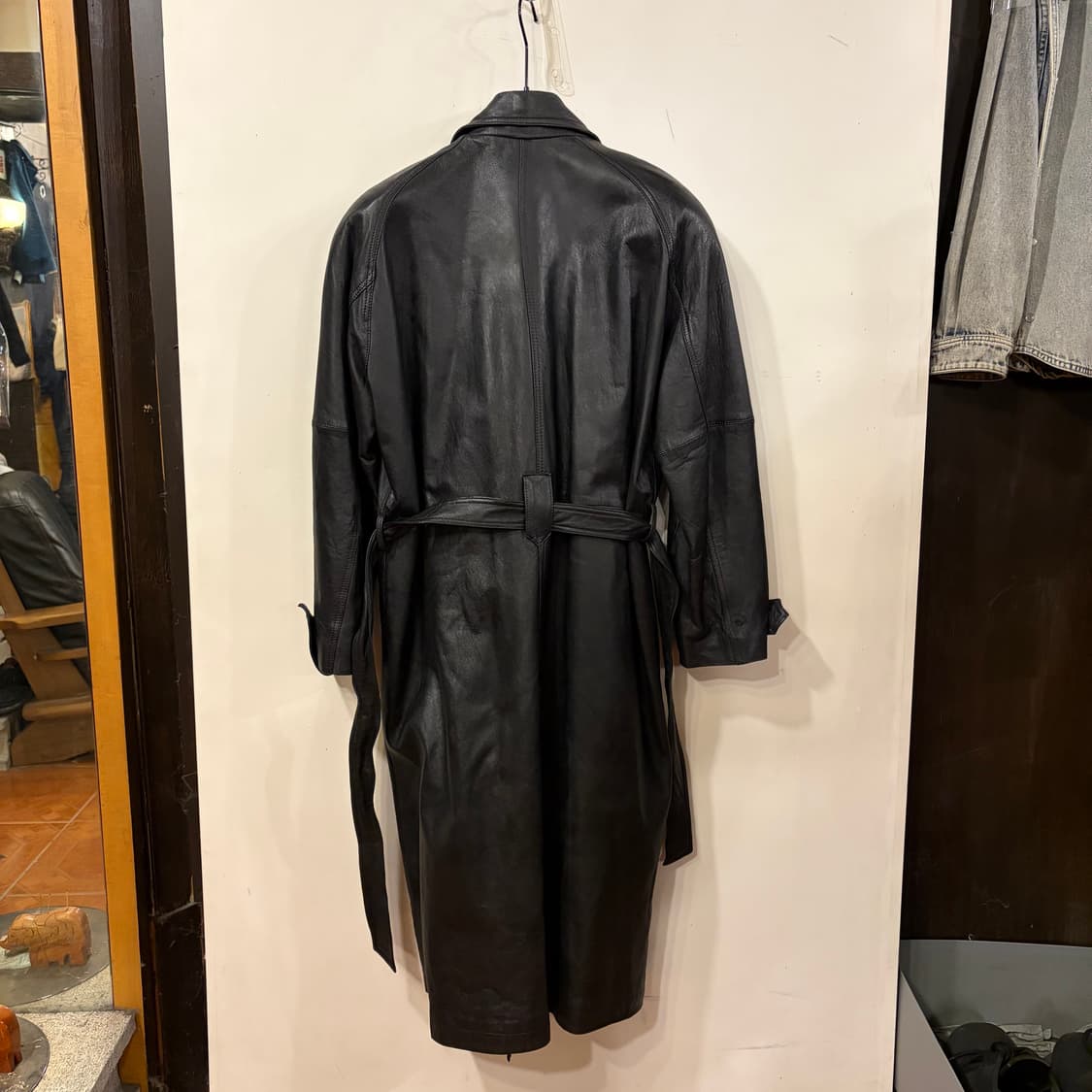 90s 레더 롱 트렌치코트 총장120 상품이미지2