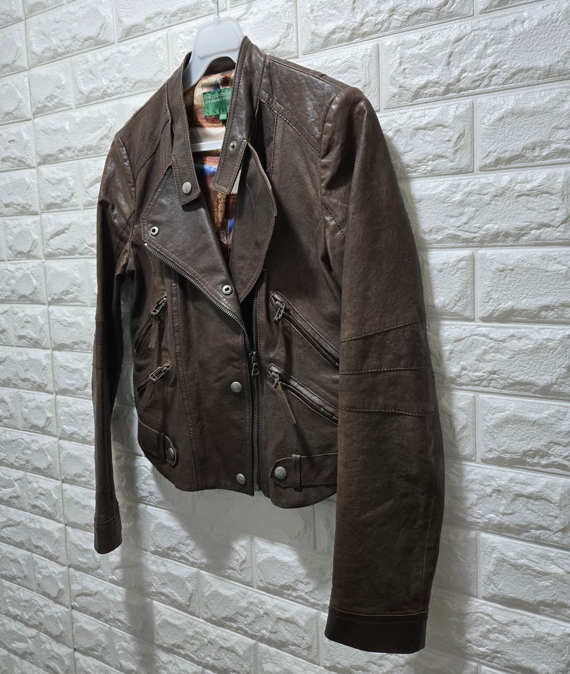 베네통 양가죽 라이더자켓 85~90 상품이미지5