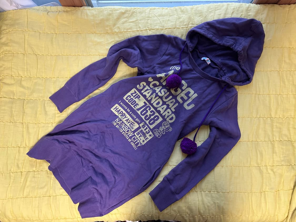 사천원 보라 폼폼 후드 원피스 코튼 캐릭터 상품이미지1