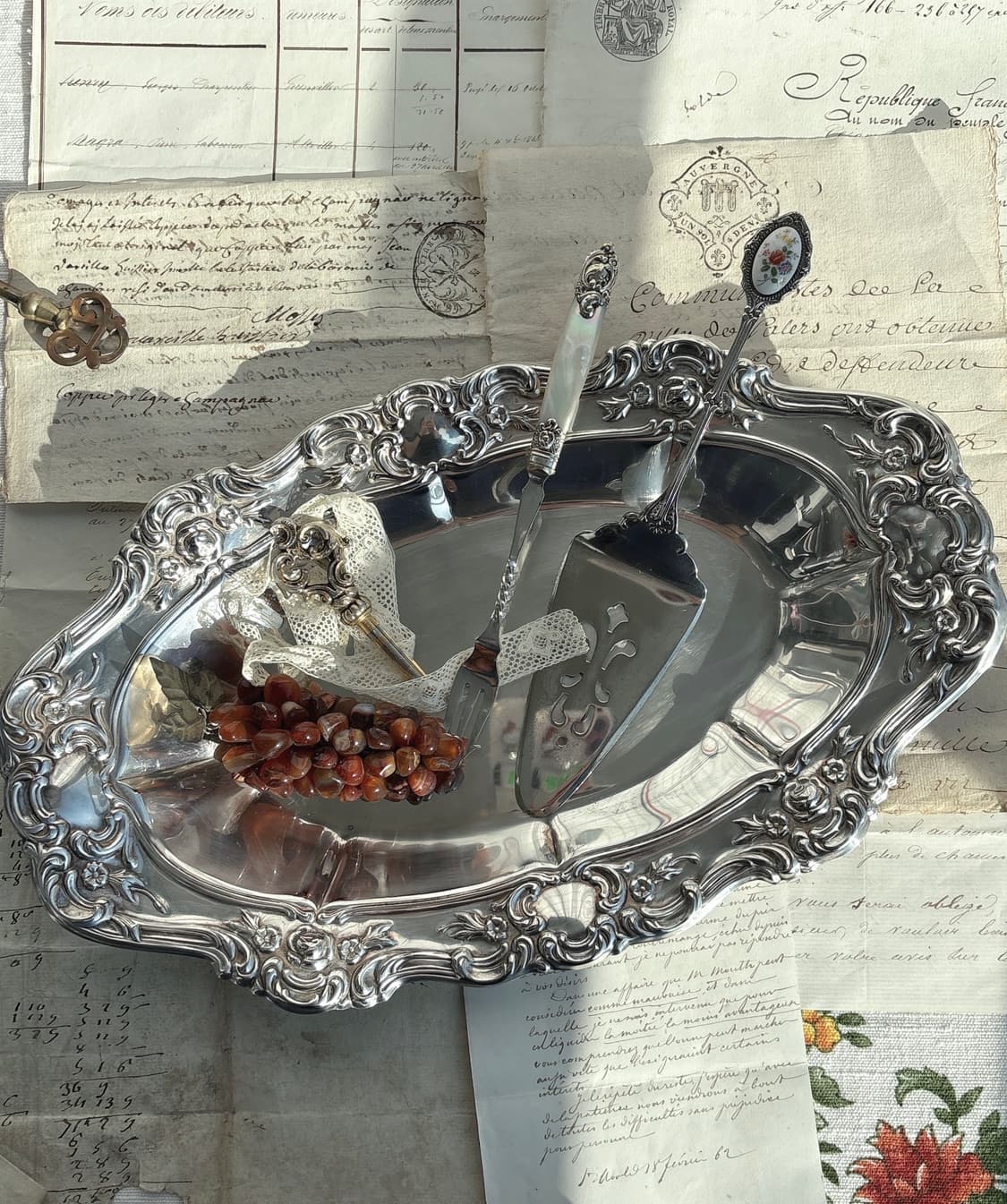 Towle Old Master 패턴 실버플레이트 오벌 트레이 상품이미지3