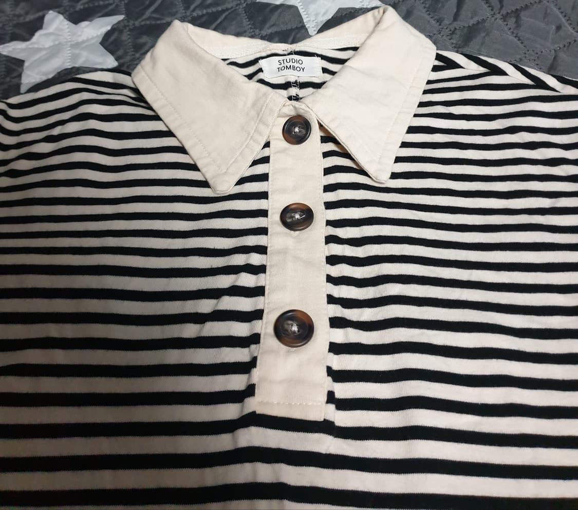 스튜디오톰보이 세미크롭 스트라이프 카라티 (F) 상품이미지2