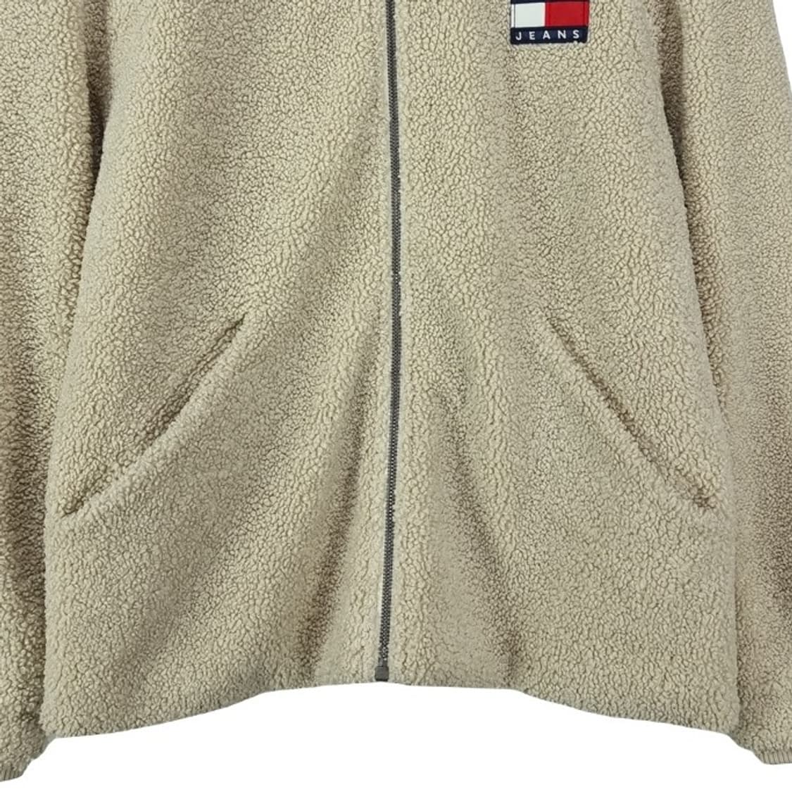 [타미힐피거] 로고 패치 뽀글이 쉐르파 후리스 자켓 아이보리 M19523 상품이미지5