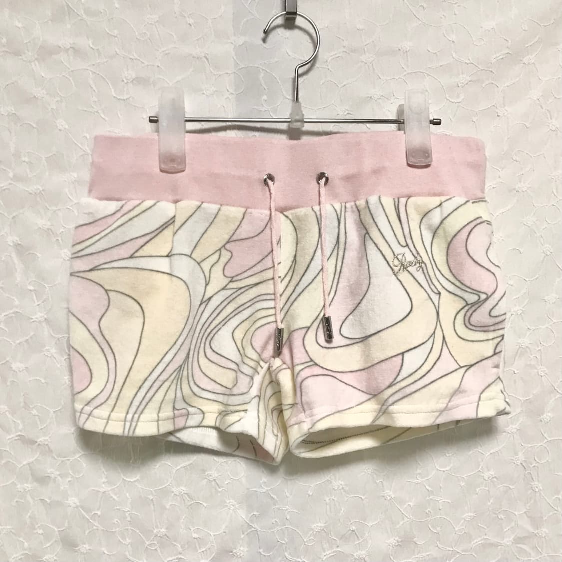 빈티지 rady 라디 갸루 핑크 마블 셋업 후드 집업 + 반바지 상품이미지5