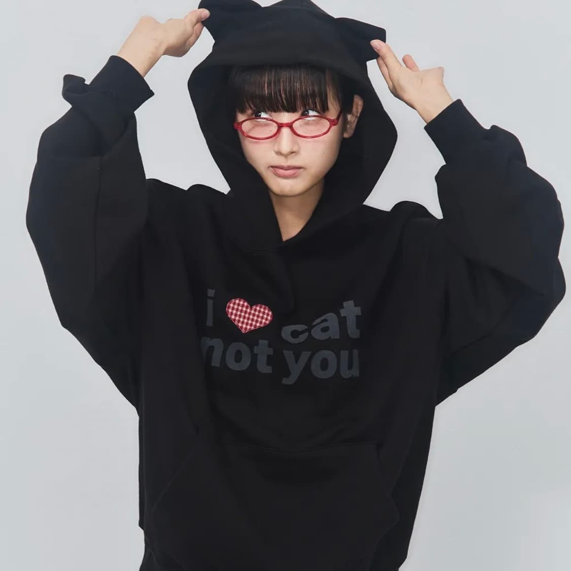 I LOVE CAT NOT YOU CAT EAR HOODIE 상품이미지3