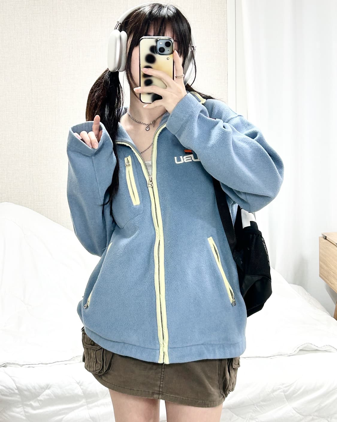 후부 빅로고 하늘 플리스 집업 상품이미지4