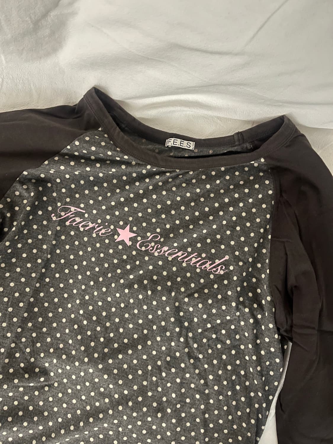 샵페어리 도트 레글런 티셔츠 7부 차콜 상품이미지2