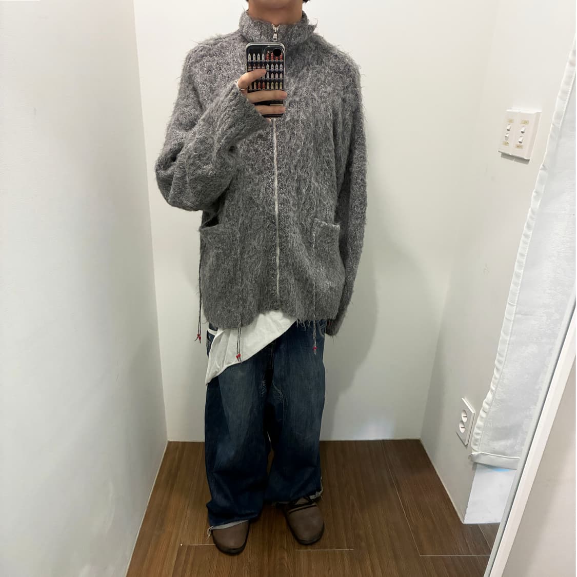 Faccies Hairy Knit Zip Cardigan 상품이미지1