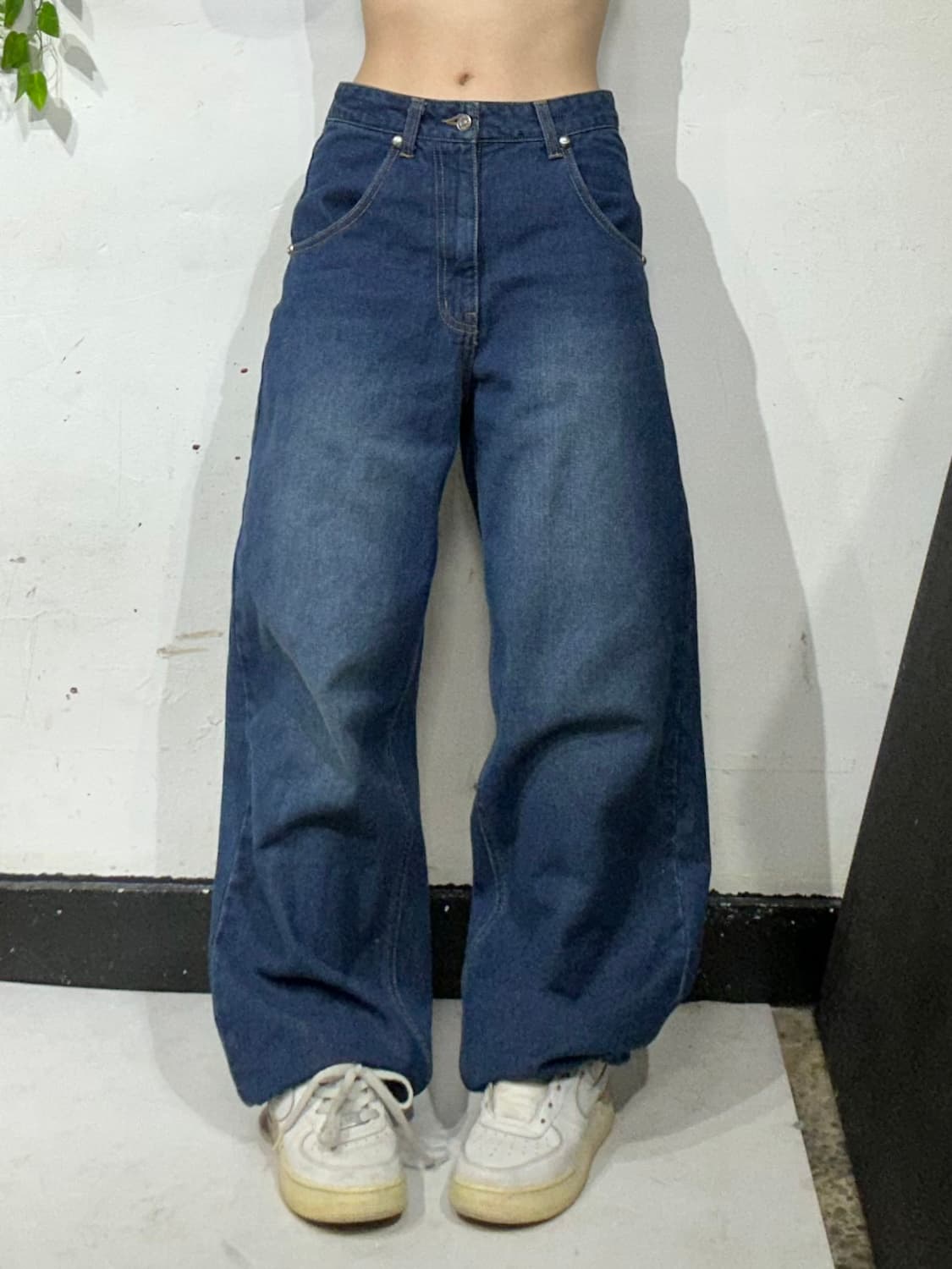 빈티지 진청 와이드 힙합 새깅 백 프린팅 데님 팬츠 청바지  상품이미지3