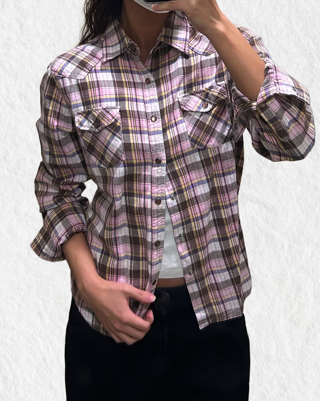 빈티지 핑크 코튼 긴팔셔츠 상품이미지4