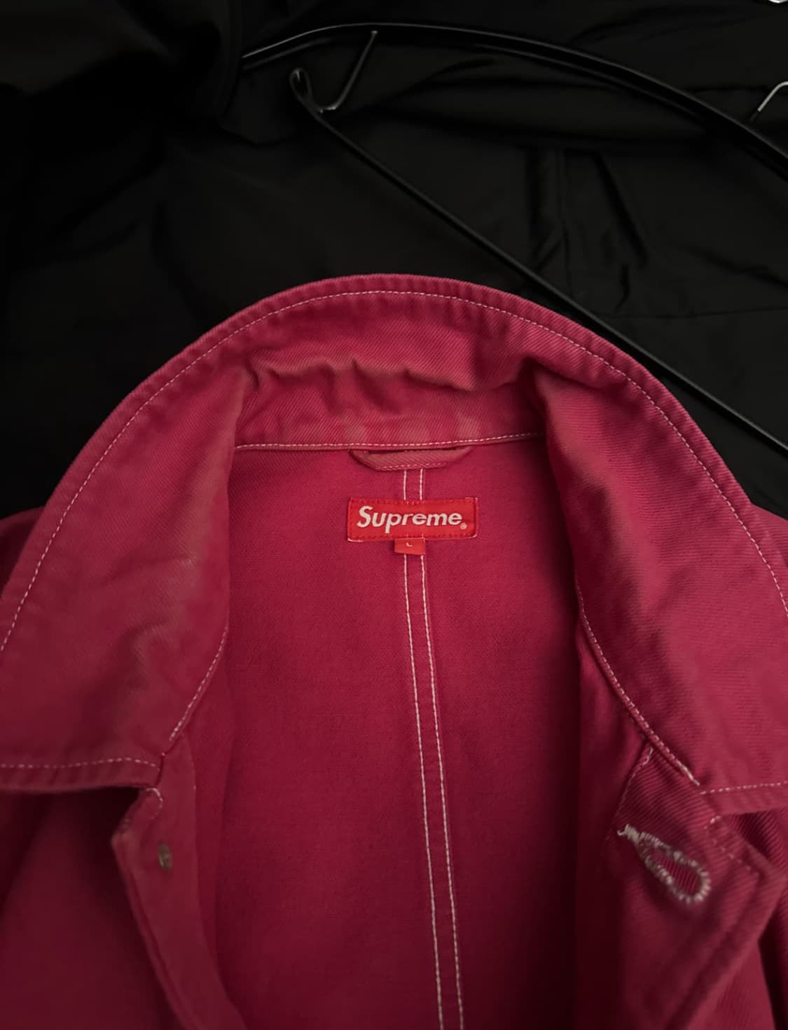 (L)슈프림 16fw 데님 초어 코트 마젠타 상품이미지5