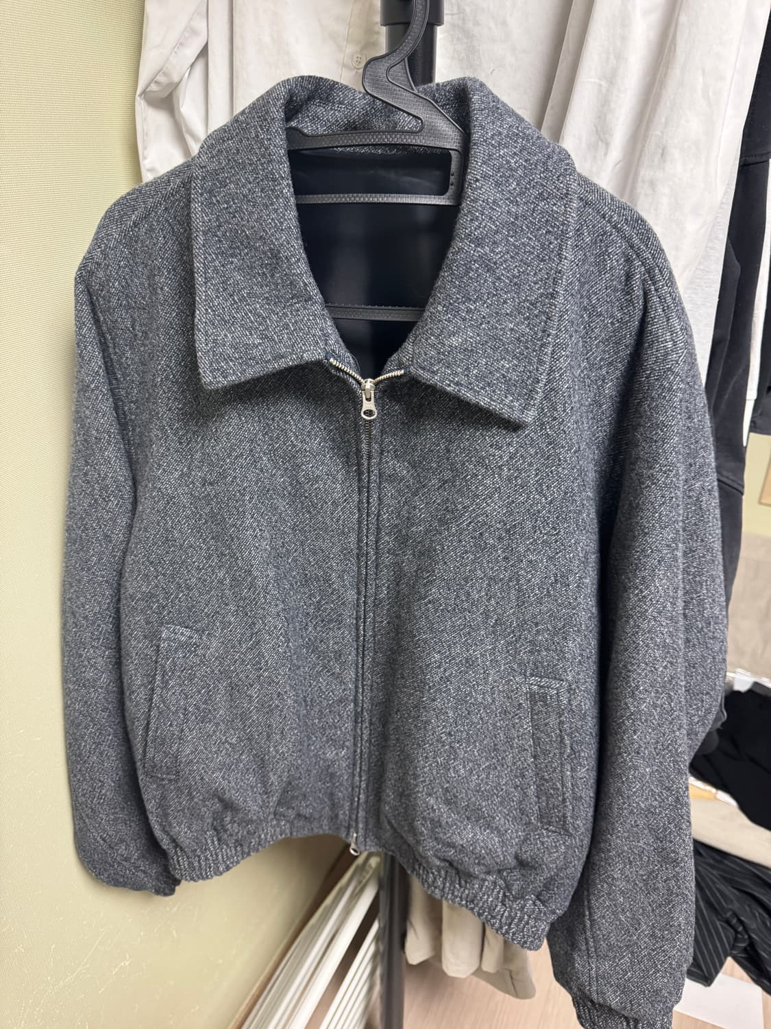 쿠어 버진 울 오버사이즈 짚업 블루종 (멜란지네이비) 상품이미지1