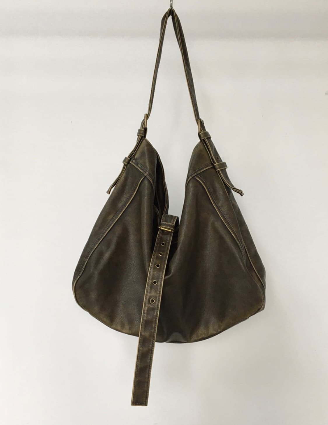 빈티지 카키 레더 백 상품이미지1