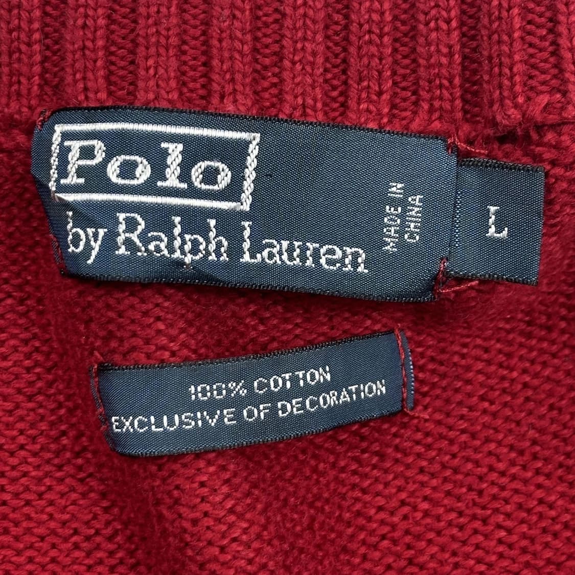 폴로 랄프로렌 포니 레드 반집업 니트 (L) 상품이미지5