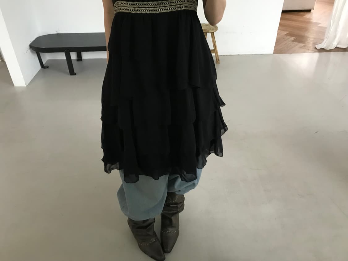 vintage black frill one-piece 상품이미지6