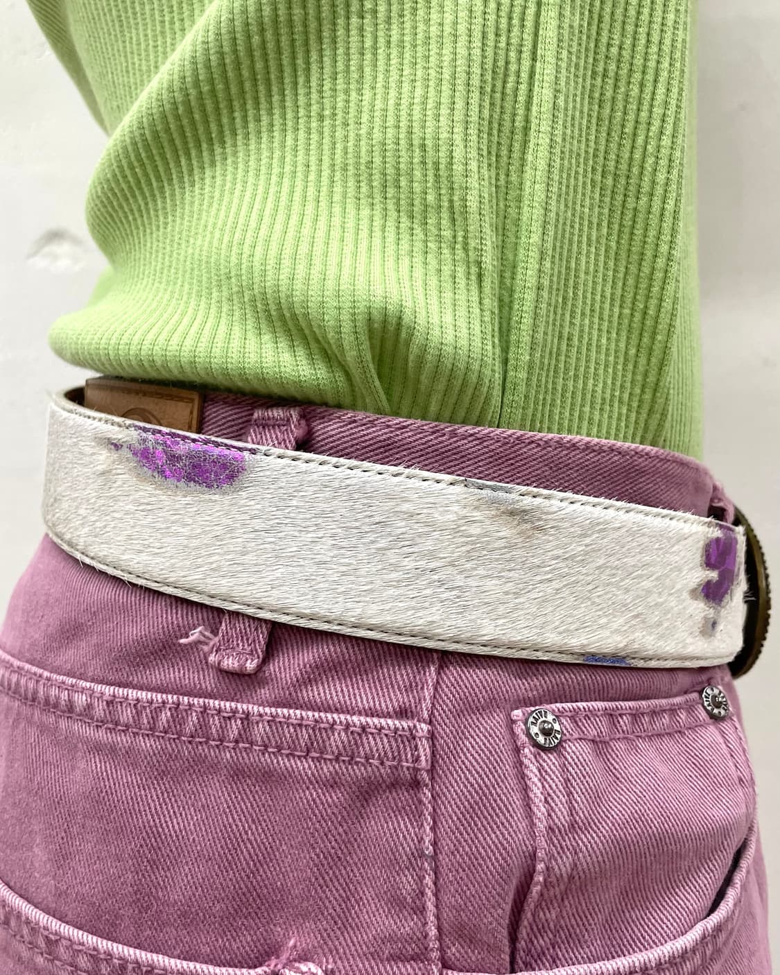 white calf hair neon cubic belt 상품이미지7