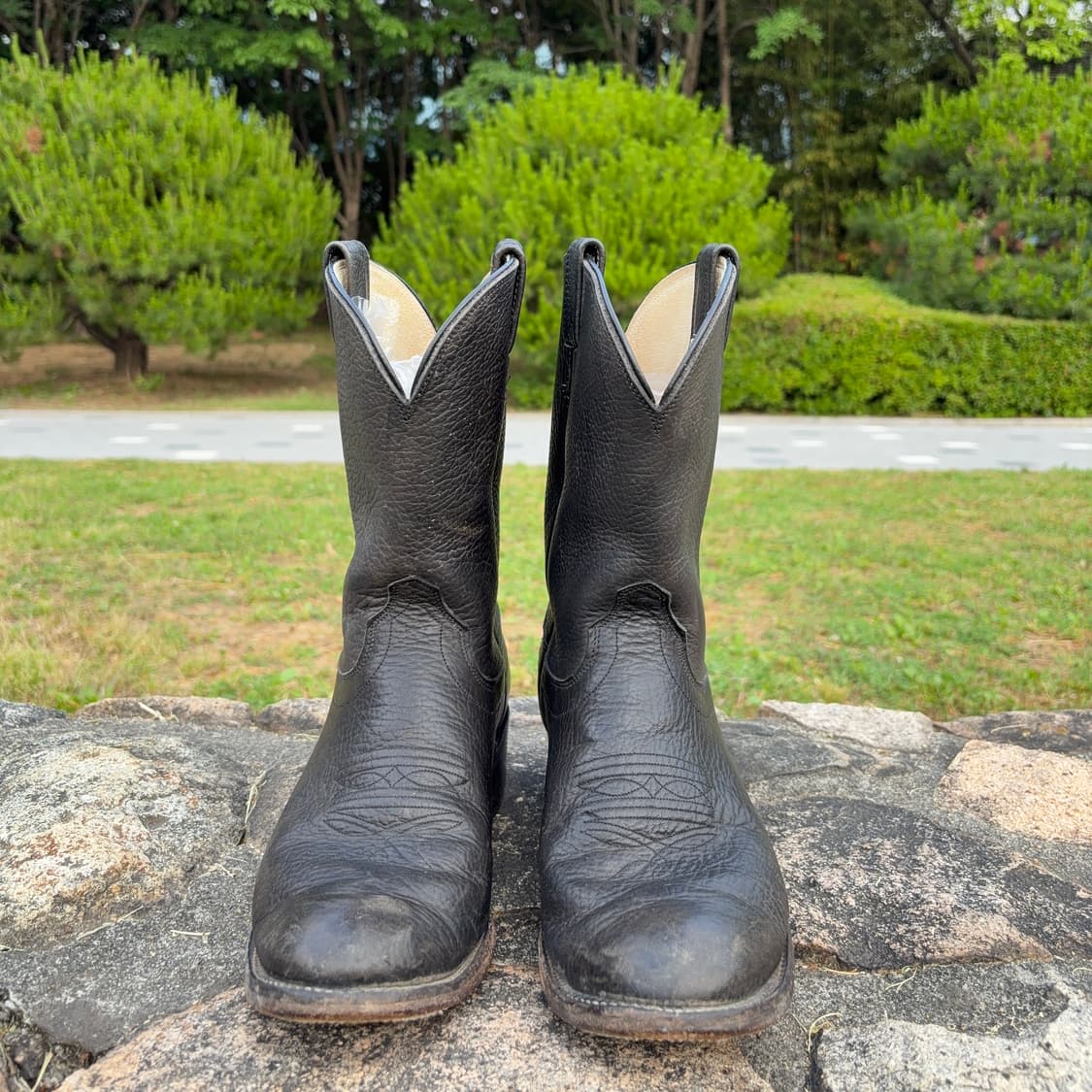 Olathe Boots 블랙 레더 웨스턴 부츠 상품이미지2