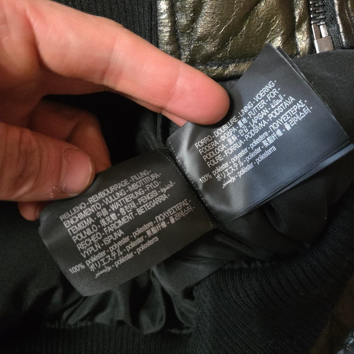 자라 글로시 크랙 레더 봄버 자켓 M (국내L오버핏) 상품이미지7