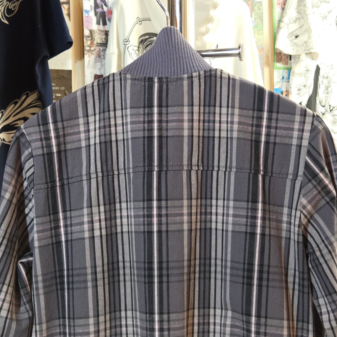 JPN 챠콜 셔링 체크 코튼집업 상품이미지7