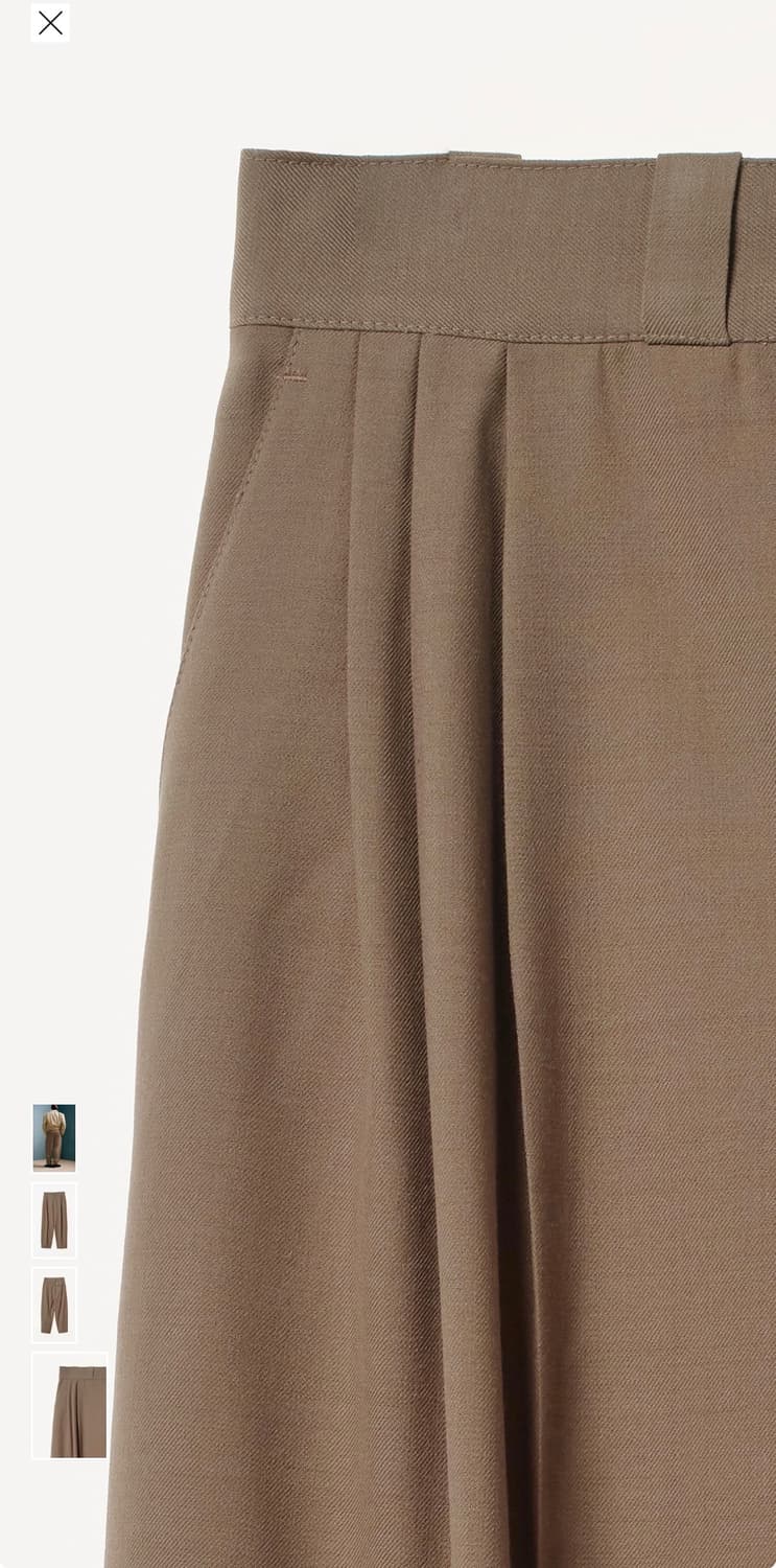 자라 x 윌리 차바리아 플리츠 수트 트라우저 카멜 상품이미지3