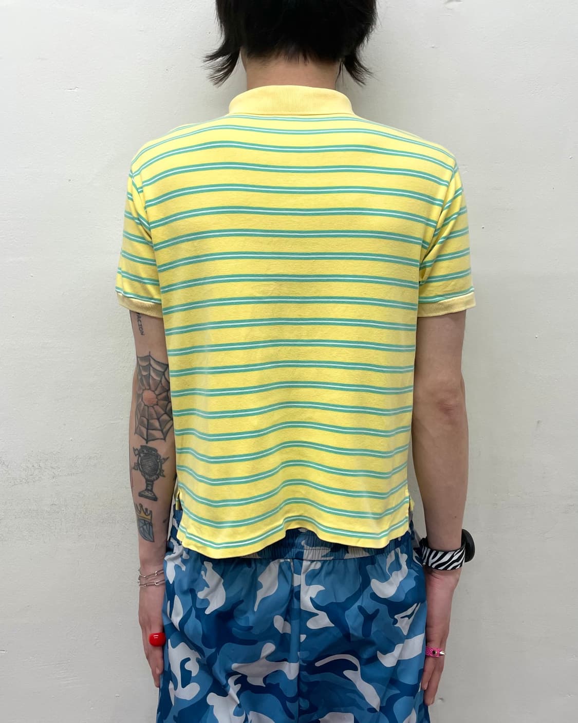 Blue Stripe Footprint Yellow T-shirt 상품이미지2