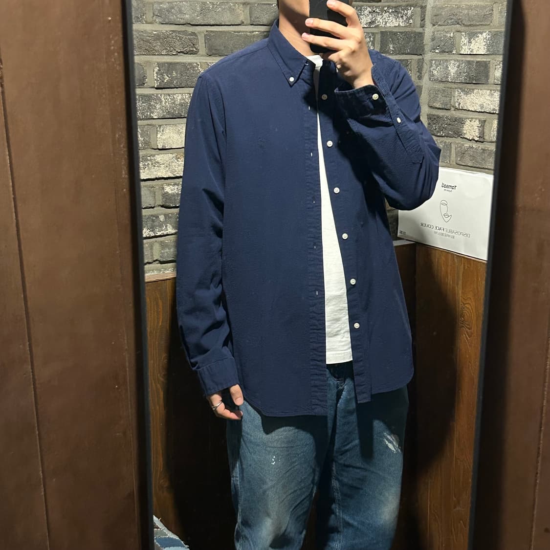 L) 폴로 랄프로렌 클래식핏 네이비 시어서커 린넨 셔츠 상품이미지9