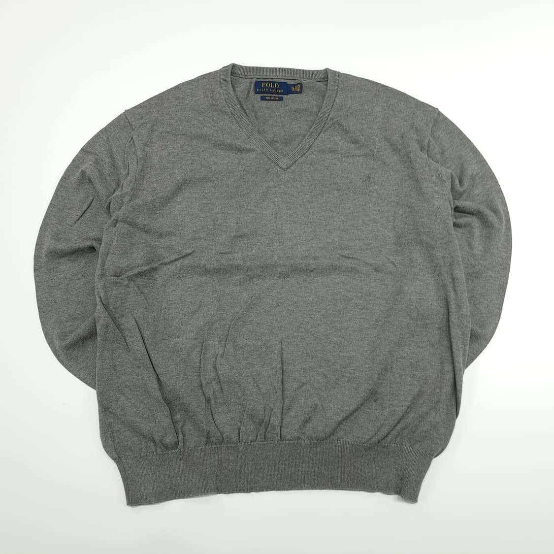 CN868 XL 폴로 랄프로렌 그레이 피마코튼 V넥 긴팔 니트 스웨터 상품이미지1
