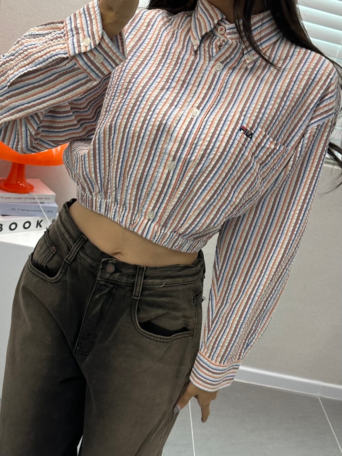 (WOMEN)휠라 크롭 셔츠-M781 상품이미지6