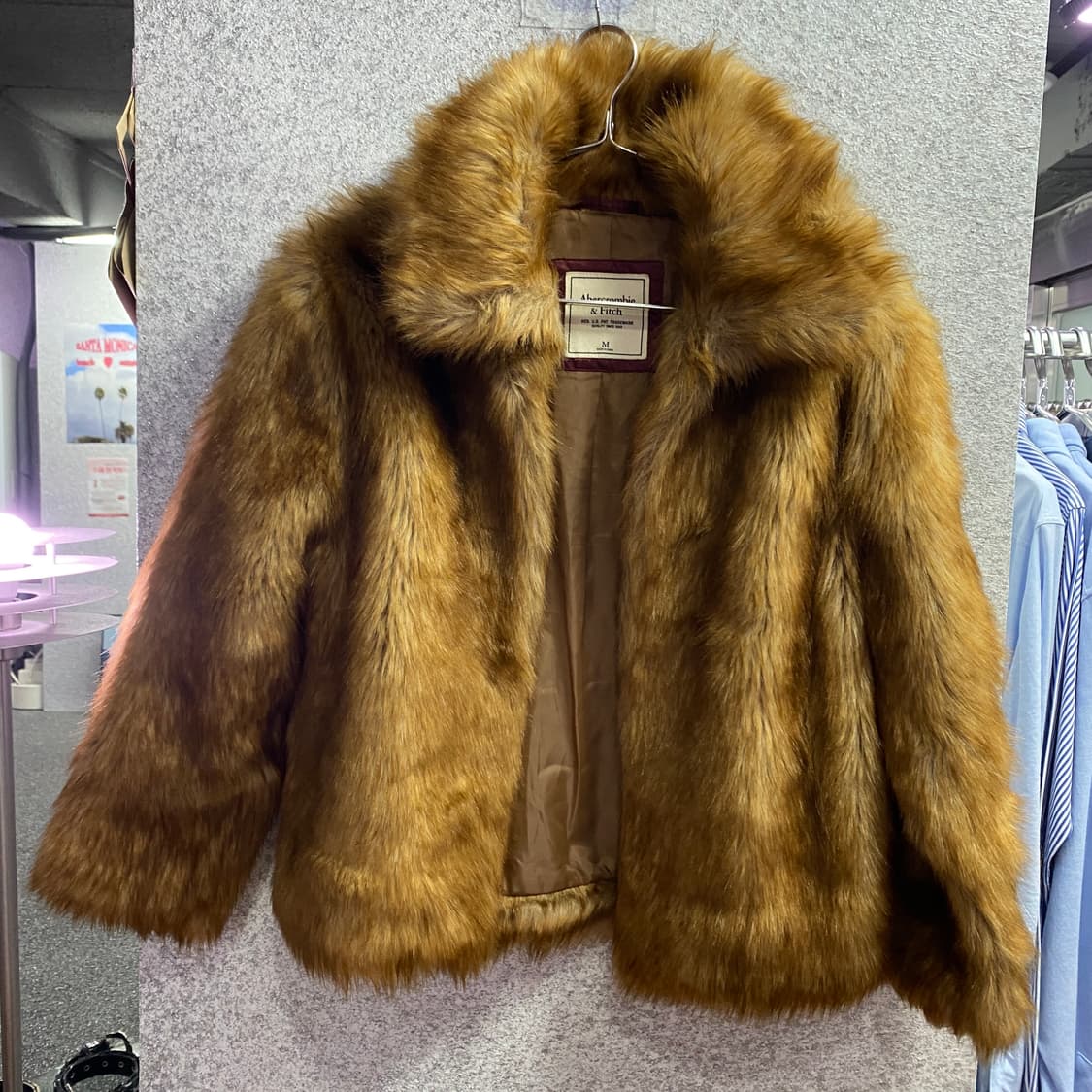 아베크롬비 앤 피치 숄 칼라 브라운 모피 코트 B3814   상품이미지2