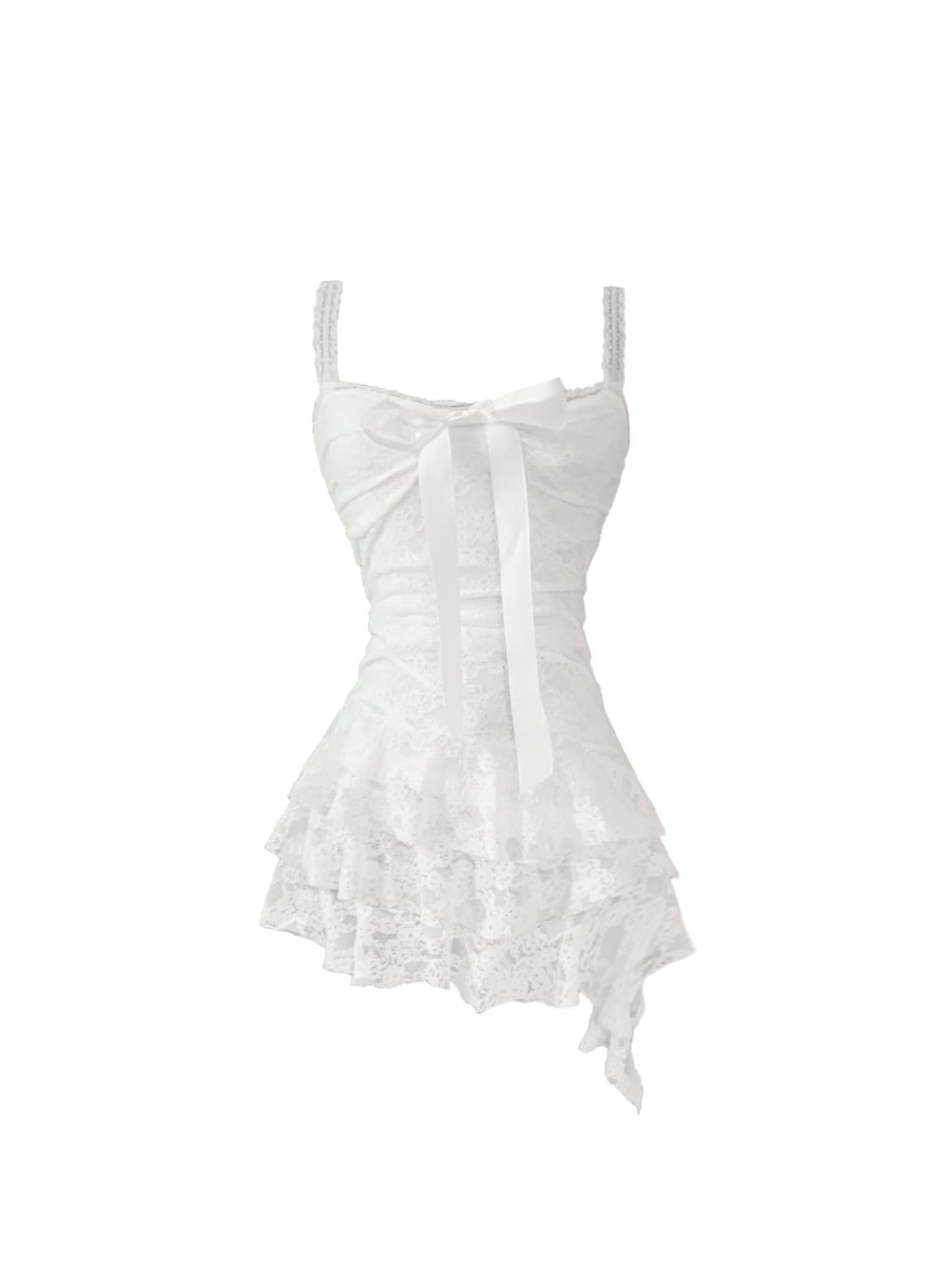 스젠 Temer lace ribbon dress (white) 원피스 상품이미지1