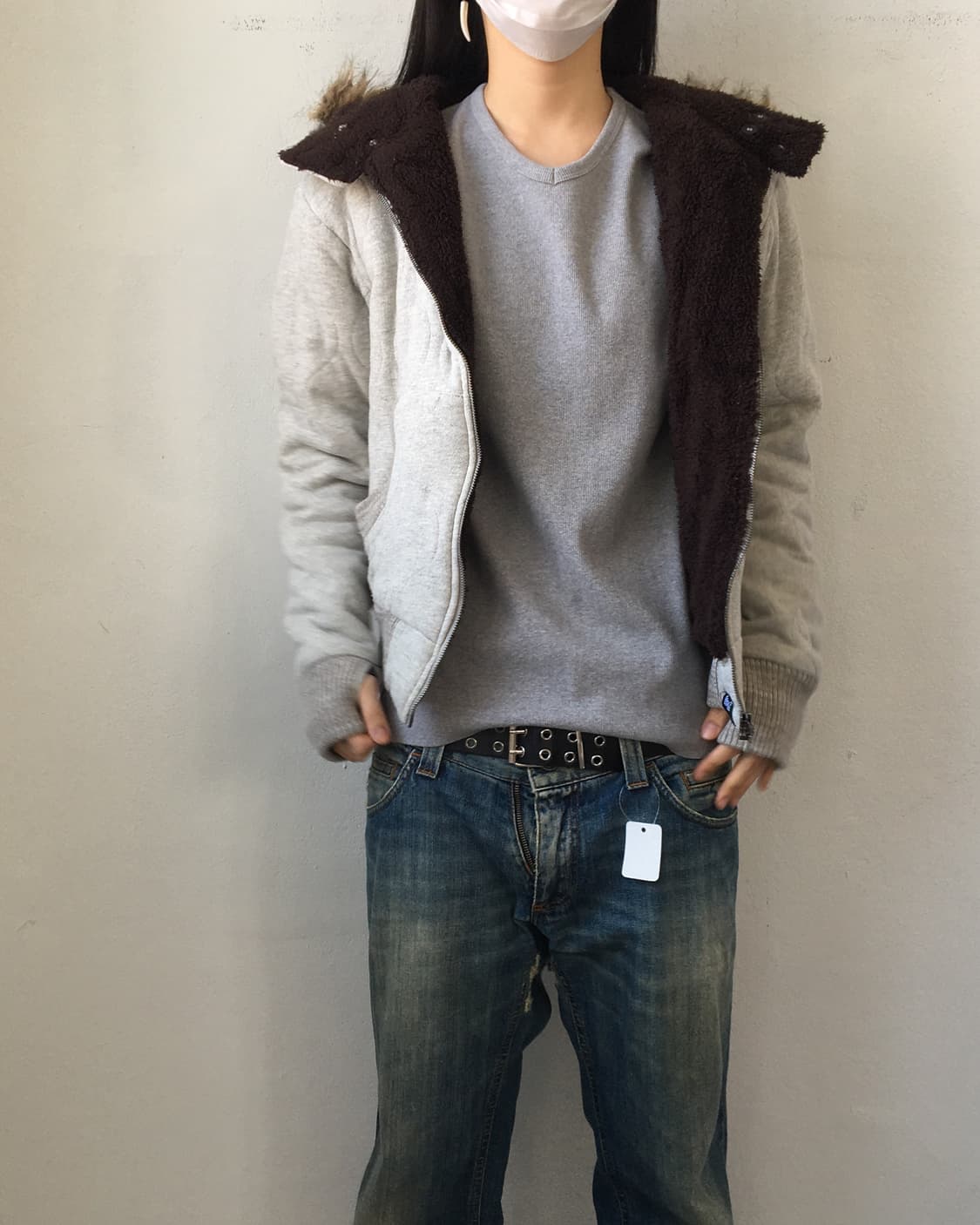 Fake fur hood zip up 상품이미지7