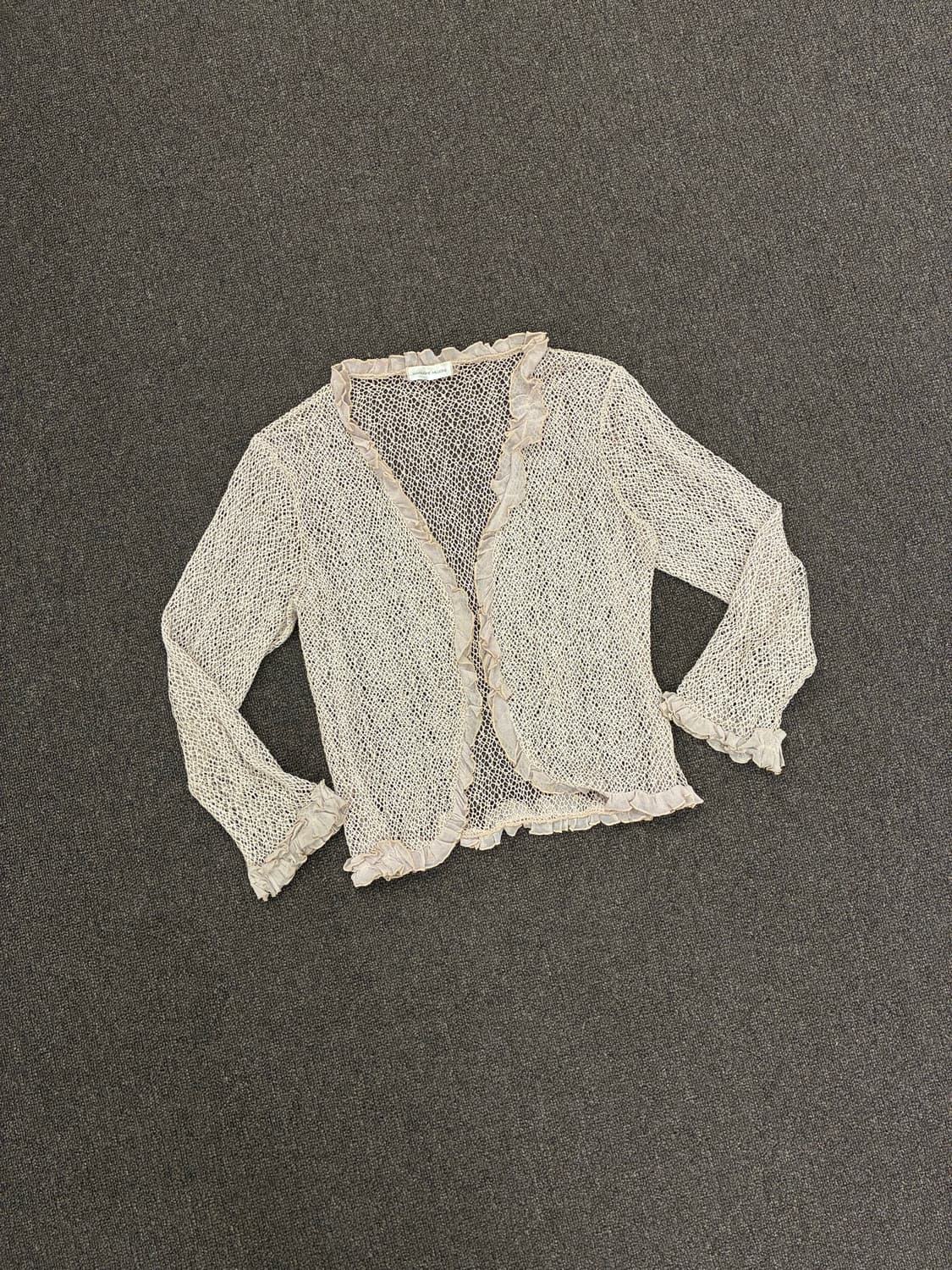 OS)Maglione Millione 빈티지 여성 프릴 펀칭 가디건 상품이미지1