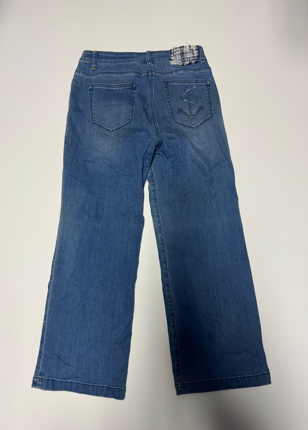 여성 칼라거펠트 단추 디테일 데님팬츠 29.9인치 상품이미지2