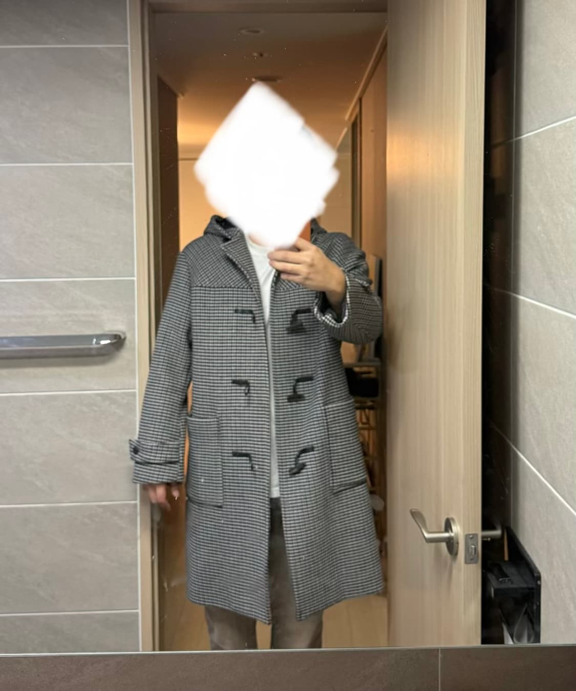 TNGT 하운드체크 울 코트 XXL(110) 상품이미지7