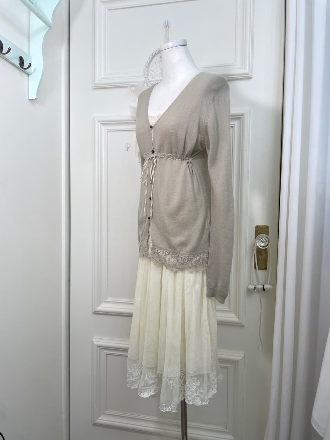 khaki ivory lace fairy 3pcs set 상품이미지2