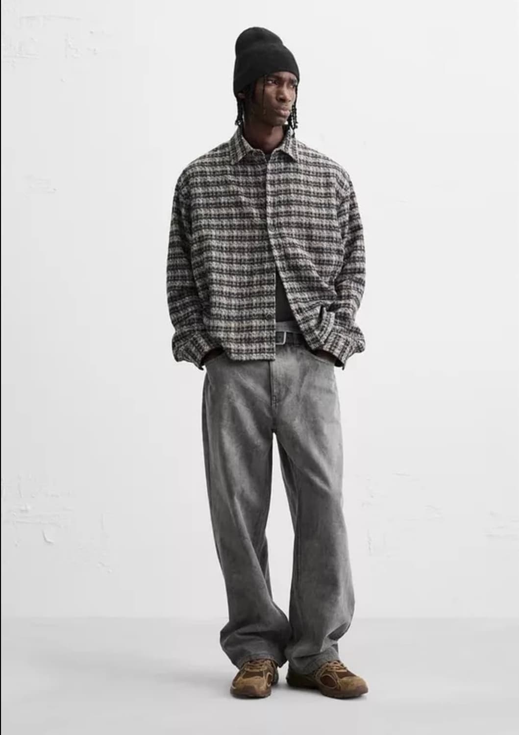 자라 소프트 텍스처 오버 셔츠 블랙 상품이미지5