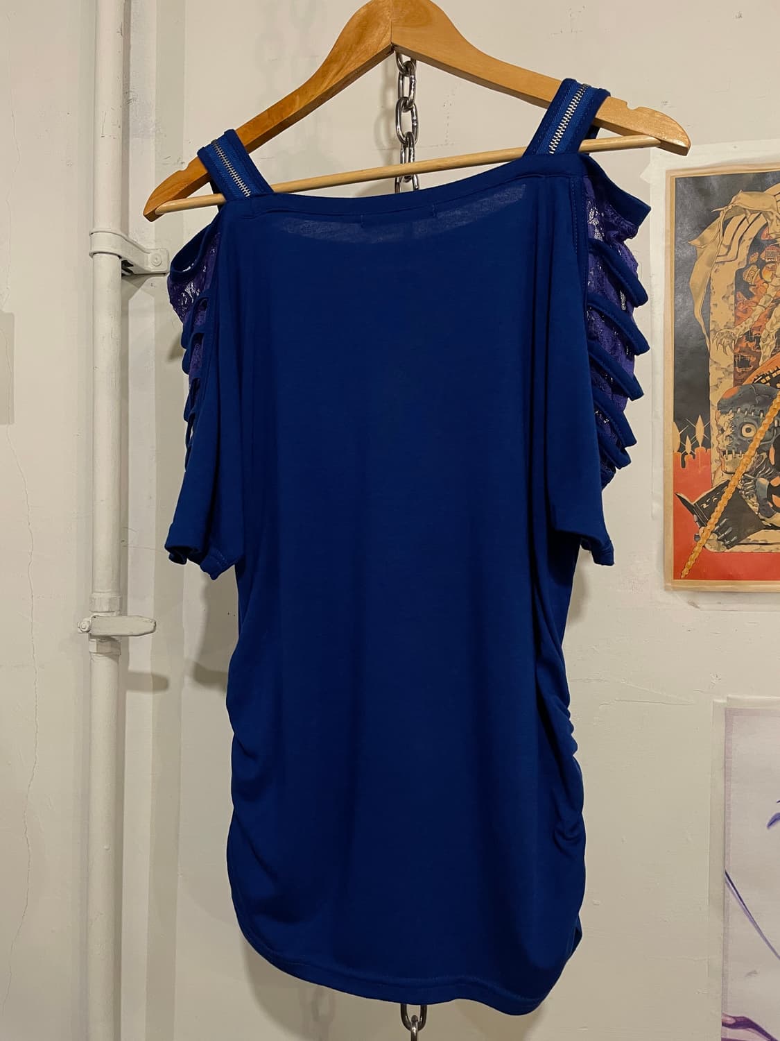 dig deep 디그딥 그런지 디테일 레이스 블루 티셔츠 갸루 상품이미지7