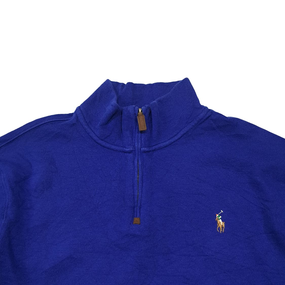 CL385 XL 폴로 코튼 QR인증 로열블루 하프집업 니트 스웨터 상품이미지2