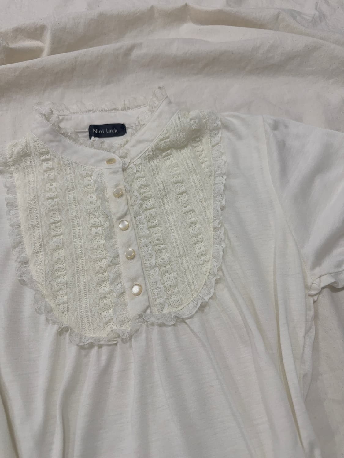 아이보리 공겜여주 러블리 긱시크 반팔 블라우스 탑 상품이미지4