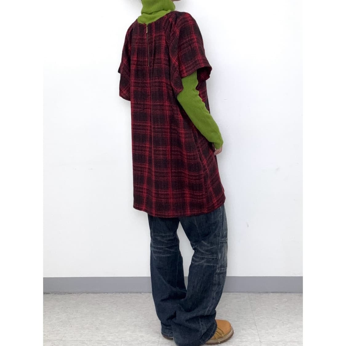 빈티지 레드 반팔 미니 원피스 상품이미지2